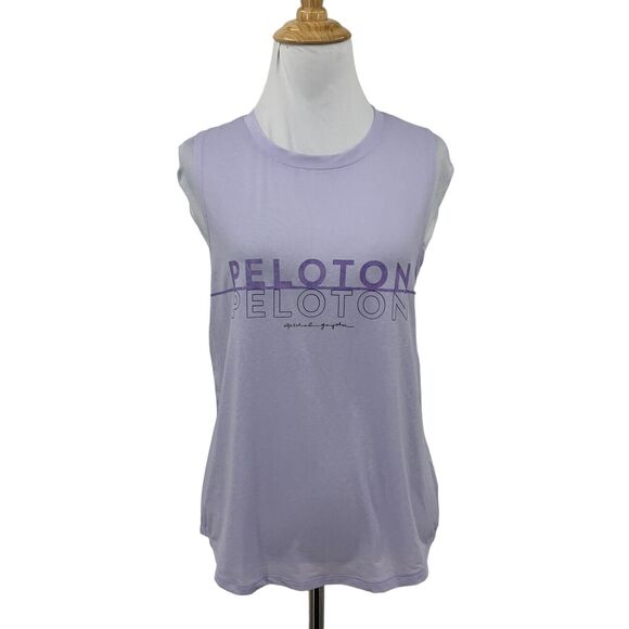 Peloton Spiritual Gangster Tank Top Women M Lavender Crew Neck Active Semi Sheer - Picture 1 of 11